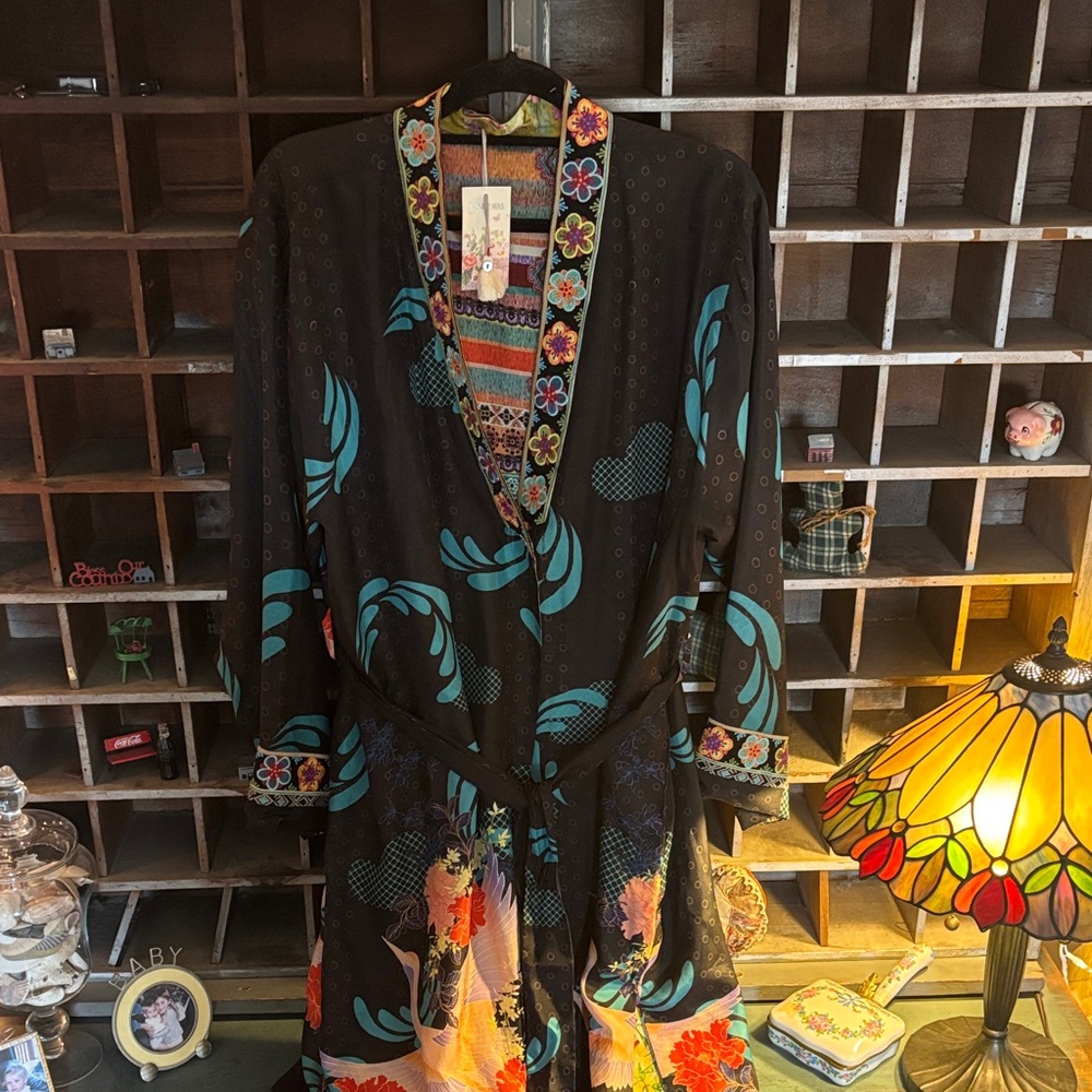 Johnny Was sold out silk reversible Multicolor Heron Kimono